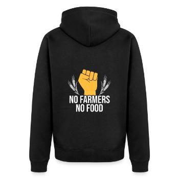 Keine Landwirte, keine Landwirte, die Nahrungsmittel unterstützen - Unisex Premium Bio Zip Hoodie - Schwarz - Hinten - Nico (187cm)