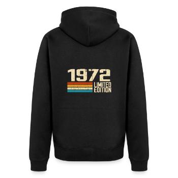 Jahrgang 1972 - Jahrgang 1972 Retro Geburtstag - Unisex Premium Bio Zip Hoodie - Schwarz - Hinten - Nico (187cm)