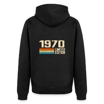 Né en 1970 - Vintage 1970 Anniversaire Rétro - Veste à capuche bio Premium Unisexe - noir - Dos - Nico (187cm)