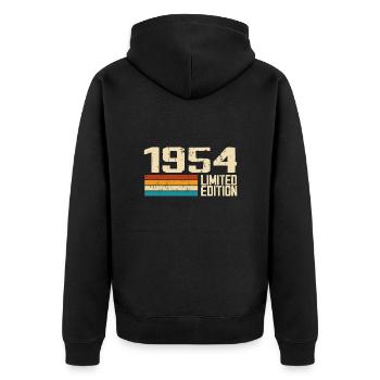 Né en 1954 - Vintage 1954 Anniversaire Rétro - Veste à capuche bio Premium Unisexe - noir - Dos - Nico (187cm)