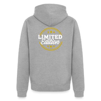 Limited Edition - Unisex Premium Organic Zip Hoodie - heather grey - Back - Nico (187cm)