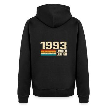 Né en 1993 - Vintage 1993 Anniversaire Rétro - Veste à capuche bio Premium Unisexe - noir - Dos - Nico (187cm)