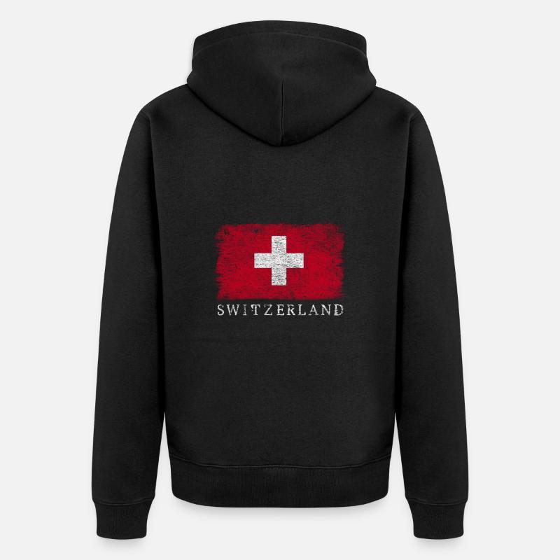 Schweiz Schweizer Flagge Schweizerflagge - Unisex Premium Bio Zip Hoodie - Schwarz