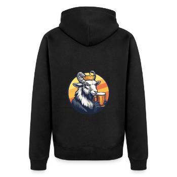 Bergziege Bier - Unisex Premium Bio Zip Hoodie - Schwarz - Hinten - Nico (187cm)