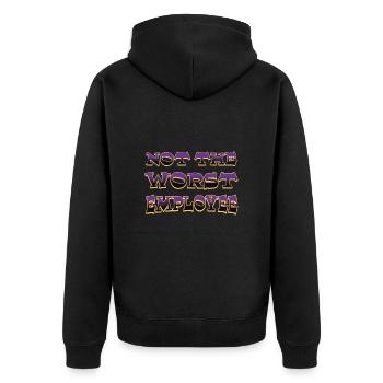 Nicht das schlechteste Mitarbeiterjubiläum - Unisex Premium Bio Zip Hoodie - Schwarz - Hinten - Nico (187cm)