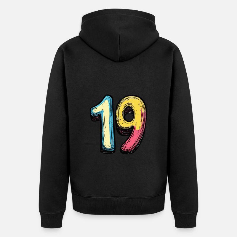 Bande dessinée à 19 chiffres - Veste à capuche bio Premium Unisexe - noir