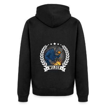 Welder outfit for proud metalworkers and - Unisex Premium Organic Zip Hoodie - black - Back - Nico (187cm)