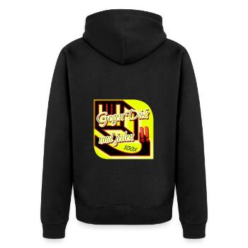 Gegen dich und jeden‼️ - 100% - Club WoW - Unisex Premium Bio Zip Hoodie - Schwarz - Hinten - Nico (187cm)
