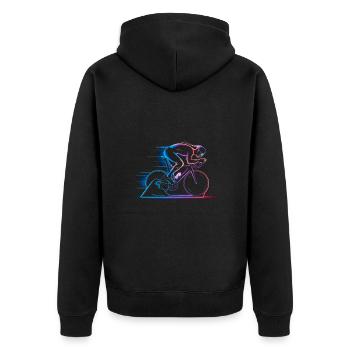 Art cycliste minimaliste - Vitesse et énergie - Veste à capuche bio Premium Unisexe - noir - Dos - Nico (187cm)