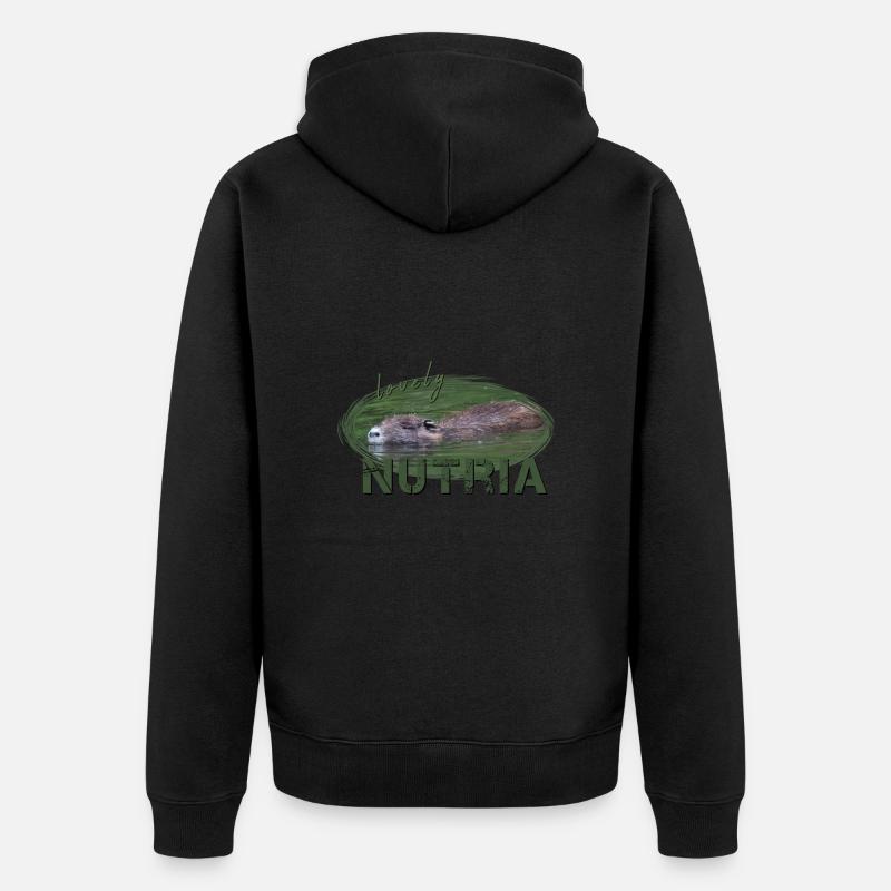 Nutria Biber Biberratte Wasserratte - Unisex Premium Bio Zip Hoodie - Schwarz