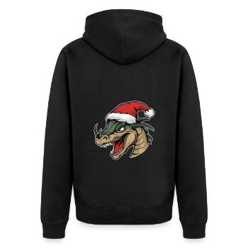 Dragon avec chapeau de Père Noël : Clôture de flammes festives - Veste à capuche bio Premium Unisexe - noir - Dos - Nico (187cm)