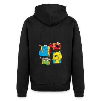 Sesame Street Cookie, Bibo, Elmo And Oscar - Unisex Premium Organic Zip Hoodie - black - Back - Nico (187cm)