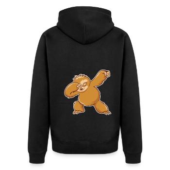 Dabbing Faultier Outfit für Fans der Faultiere - Unisex Premium Bio Zip Hoodie - Schwarz - Hinten - Nico (187cm)