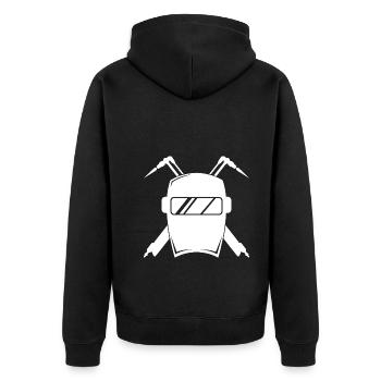 Welder helmet outfit for proud metalworkers - Unisex Premium Organic Zip Hoodie - black - Back - Nico (187cm)