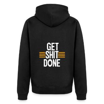 get shit done - Unisex Premium Organic Zip Hoodie - black - Back - Nico (187cm)