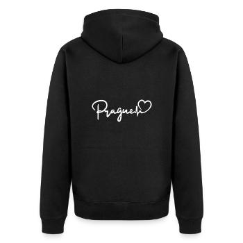 Prague Herzschlag Tschechien Prag - Unisex Premium Bio Zip Hoodie - Schwarz - Hinten - Nico (187cm)