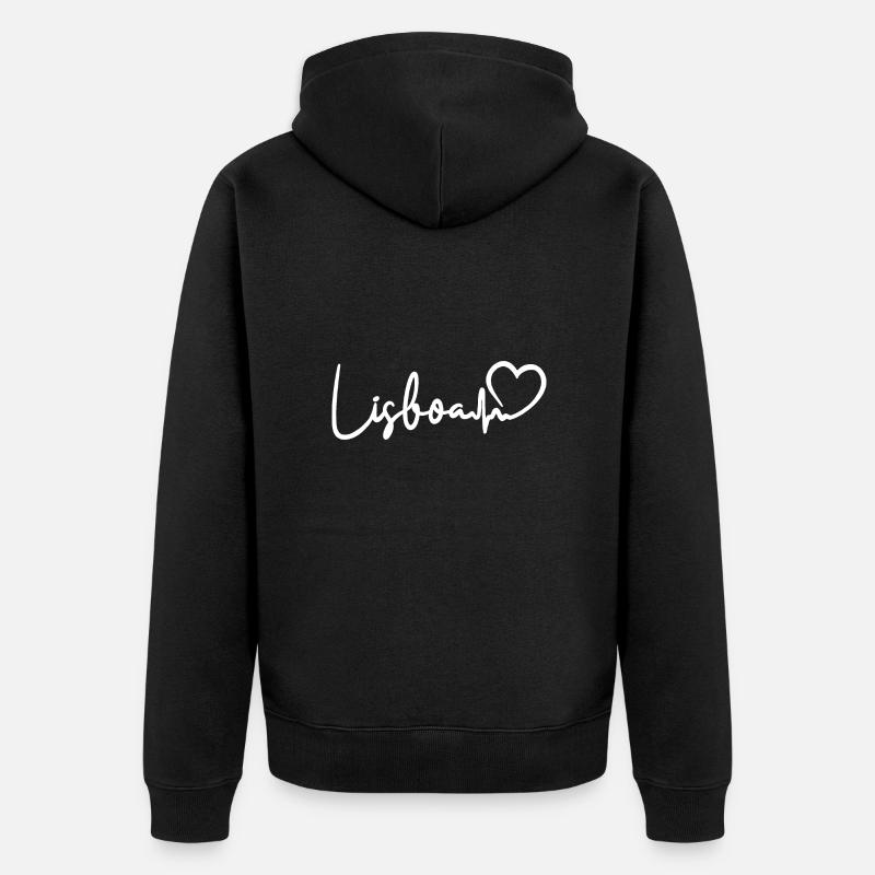 Lisboa Heartbeat Lisbonne - Veste à capuche bio Premium Unisexe - noir