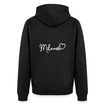 Milano Herzschlag Mailand Italien - Unisex Premium Bio Zip Hoodie - Schwarz - Hinten - Nico (187cm)