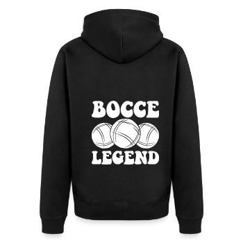 Légende de la pétanque disant pétanque avec Jack Bocci - Veste à capuche bio Premium Unisexe - noir - Dos - Nico (187cm)