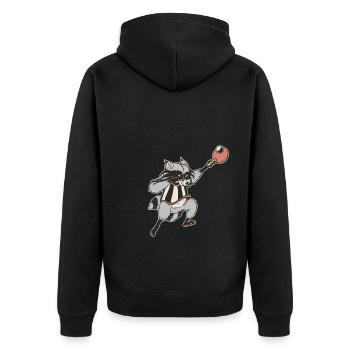 Tischtennis Outfit Damen Katze - Unisex Premium Bio Zip Hoodie - Schwarz - Hinten - Nico (187cm)