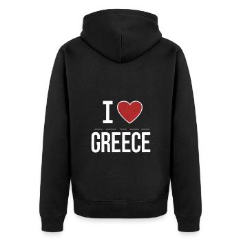 i love greece - Unisex Premium Organic Zip Hoodie - black - Back - Nico (187cm)