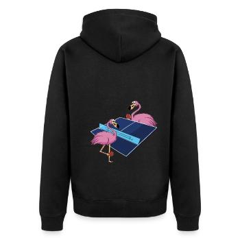 Tischtennis Outfit Damen Katze - Unisex Premium Bio Zip Hoodie - Schwarz - Hinten - Nico (187cm)
