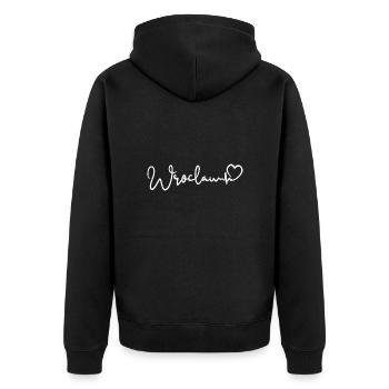 Wroclaw heartbeat - Unisex Premium Organic Zip Hoodie - black - Back - Nico (187cm)