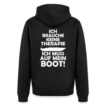 Boot - Unisex Premium Bio Zip Hoodie - Schwarz - Hinten - Nico (187cm)