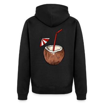 Kokusnuss Urlaub Outfit - Unisex Premium Bio Zip Hoodie - Schwarz - Hinten - Nico (187cm)