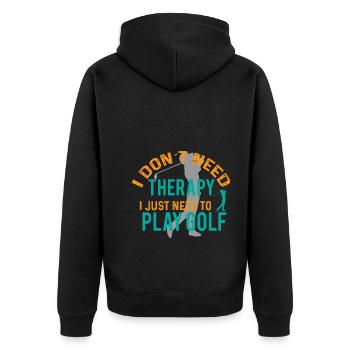 Ich Brauche Keine Therapie, Ich Muss Nur Golf - Unisex Premium Bio Zip Hoodie - Schwarz - Hinten - Nico (187cm)