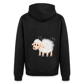 Landwirt Bauer Comic Cartoon Schafwolle Schafe - Unisex Premium Bio Zip Hoodie - Schwarz - Hinten - Nico (187cm)
