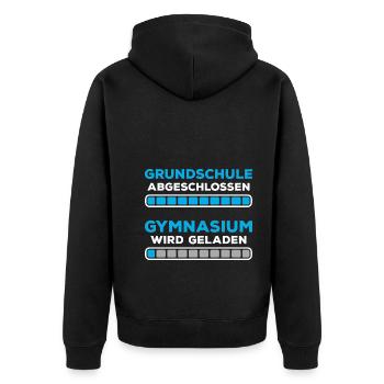 Grundschulabschluss Gymnasium Einschulung 5 Klasse - Unisex Premium Bio Zip Hoodie - Schwarz - Hinten - Nico (187cm)