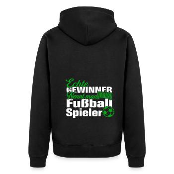 Fußballspieler Fußballer Fußball Spruch - Unisex Premium Bio Zip Hoodie - Schwarz - Hinten - Nico (187cm)