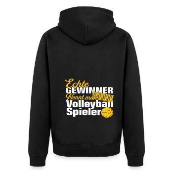 Volleyballspieler Volleyballer Volleyball Spruch - Unisex Premium Bio Zip Hoodie - Schwarz - Hinten - Nico (187cm)