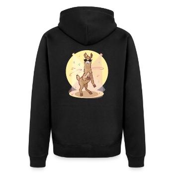 Dabbing Lama - tanzendes cooles Lama - Unisex Premium Bio Zip Hoodie - Schwarz - Hinten - Nico (187cm)