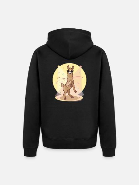 Dabbing Lama - dancing cool llama - Unisex Premium Organic Zip Hoodie - black