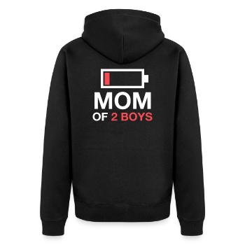 Mom Of Two Boys – Mom Mother 2 Sons Two Boys - Unisex Premium Organic Zip Hoodie - black - Back - Nico (187cm)