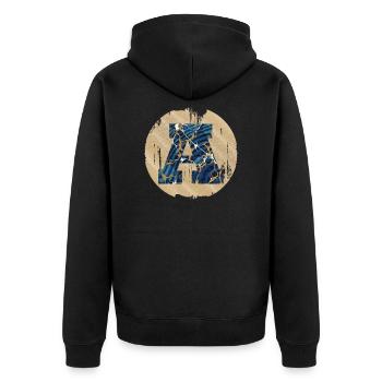 e 16 a - Unisex Premium Organic Zip Hoodie - black - Back - Nico (187cm)