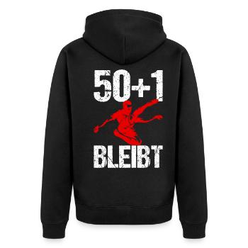 Fußball Fans Statement Fan Geschenk - Unisex Premium Bio Zip Hoodie - Schwarz - Hinten - Nico (187cm)