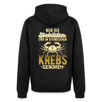 Sternzeichen Krebs Astrologie Geschenk - Unisex Premium Bio Zip Hoodie - Schwarz - Hinten - Nico (187cm)