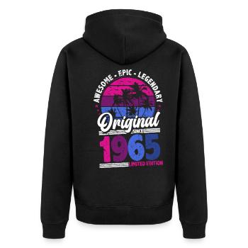 1965 Birthday Born In 1965 Retro Vintage - Unisex Premium Organic Zip Hoodie - black - Back - Nico (187cm)