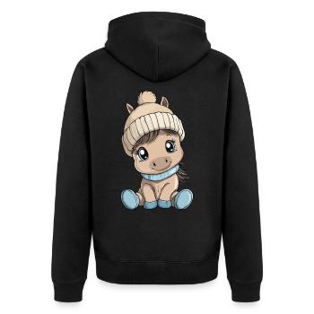 cheval mignon mignon bébé enfants animal dessin animé - Veste à capuche bio Premium Unisexe - noir - Dos - Nico (187cm)