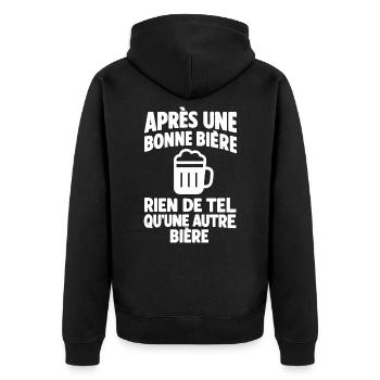 Après Une Bonne Bière Humour - Veste à capuche bio Premium Unisexe - noir - Dos - Nico (187cm)