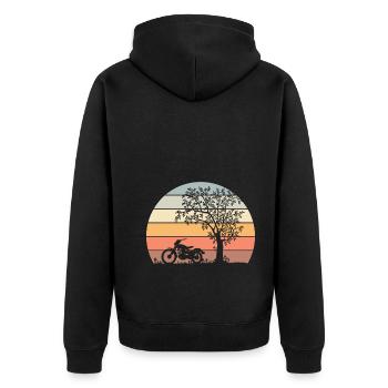 MOTORCYCLE OFF-ROAD SUNSET BIKE - Unisex Premium Organic Zip Hoodie - black - Back - Nico (187cm)