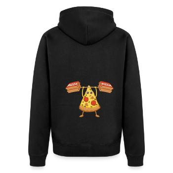 Pizza Carton Haltères Fitness Training Pizza - Veste à capuche bio Premium Unisexe - noir - Dos - Nico (187cm)