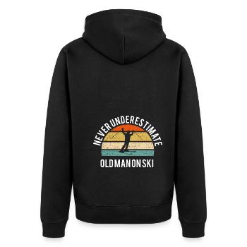 Unterschätze Niemals Den Alten Mann Auf Skier - Unisex Premium Bio Zip Hoodie - Schwarz - Hinten - Nico (187cm)