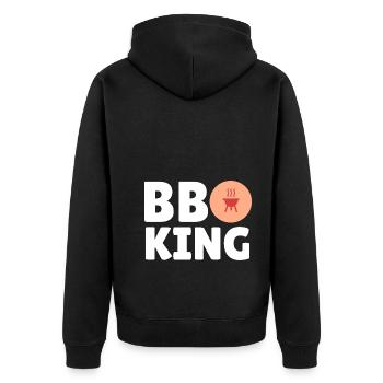 BBQ King - Grillen - Unisex Premium Bio Zip Hoodie - Schwarz - Hinten - Nico (187cm)