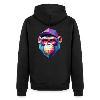 Singe cool en robe ridée - Veste à capuche bio Premium Unisexe - noir - Dos - Nico (187cm)