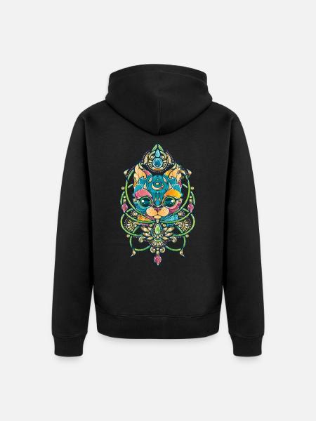 Mystical Cat - Unisex Premium Organic Zip Hoodie - black