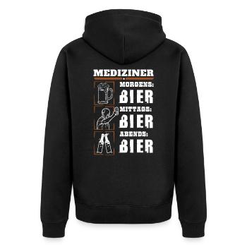 Mein Tagesablauf als Mediziner - Unisex Premium Bio Zip Hoodie - Schwarz - Hinten - Nico (187cm)